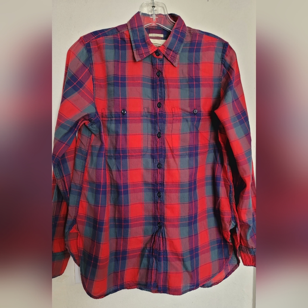 Denim & Supply Ralph Lauren Shirt Red Plaid Utility Long Sleeve Womens Small